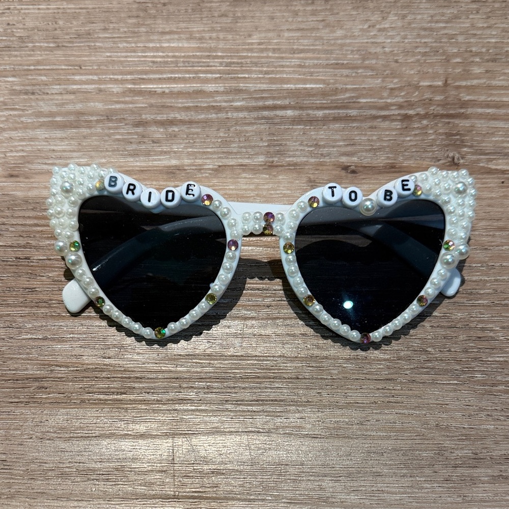 Bride to Be Heart Sunglasses - Pearl Embellished